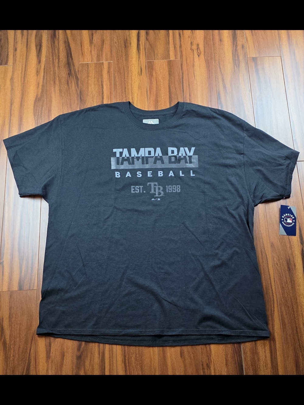 Majestic Tampa Bay Rays Mens 3XL Black T Shirt Short Sleeve Baseball MLB NWT
